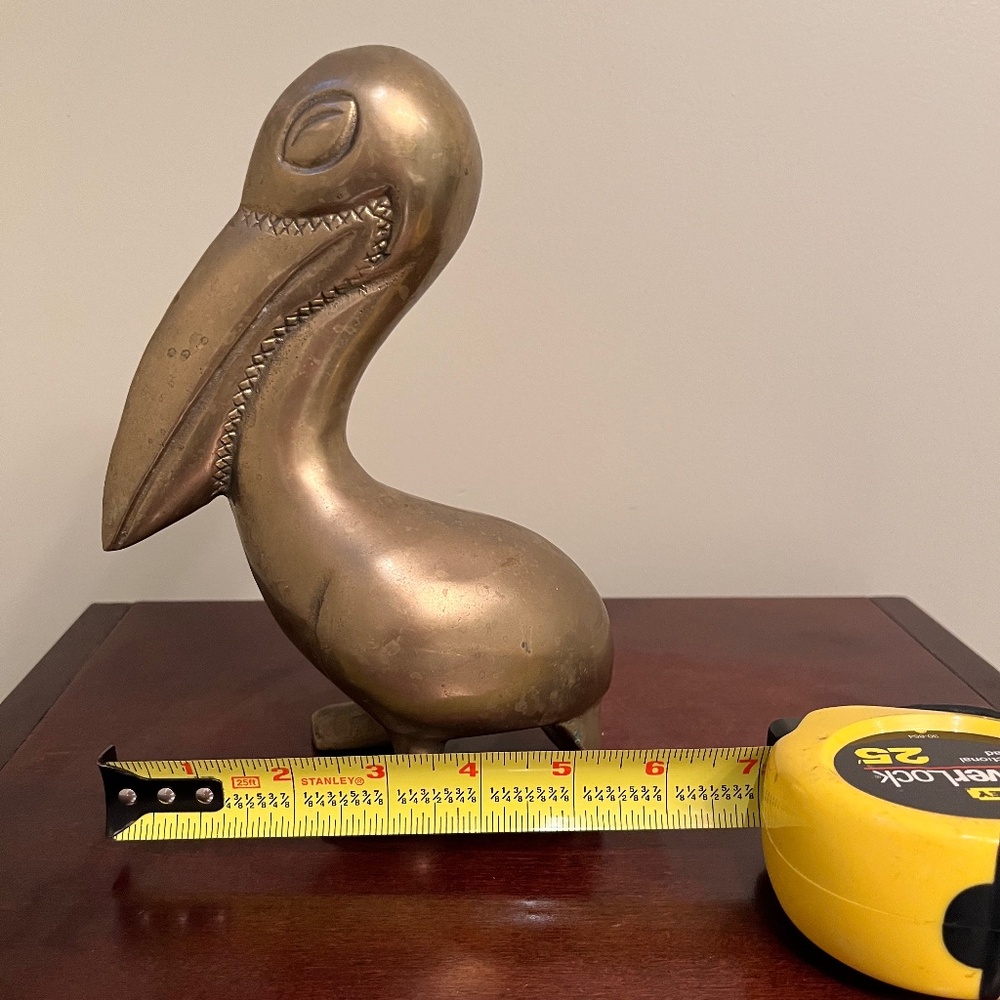 Vintage Large Brass Pelican Bird Figurine statue - Picture 3 of 8